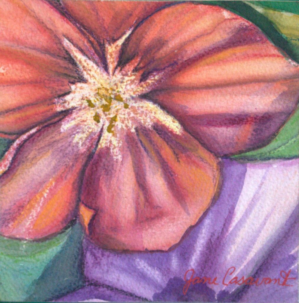 Big Flower with the Purple 6 x 6 W.C. on Cradled Wood $100